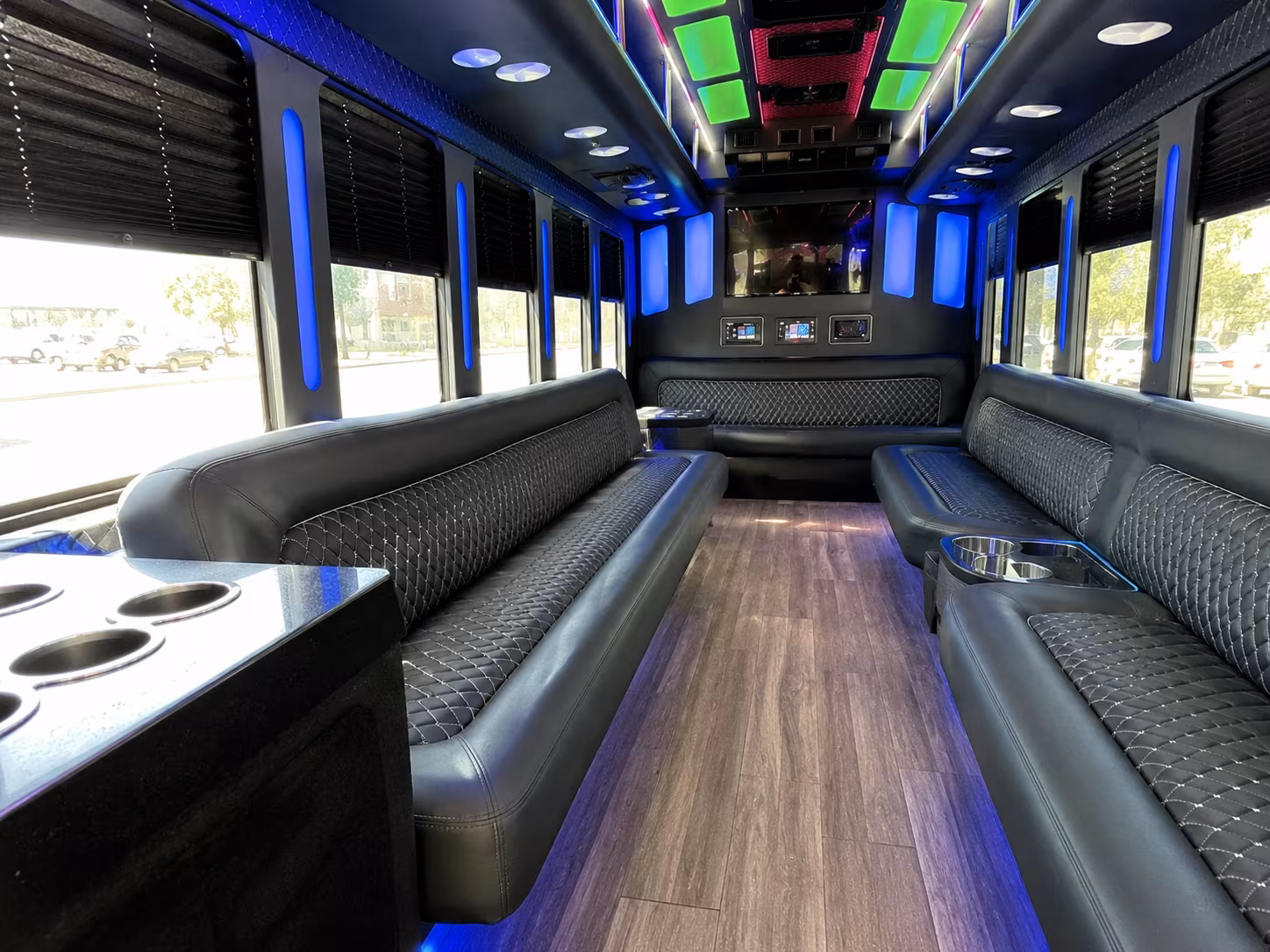 lakewood 15 passenger party bus inside