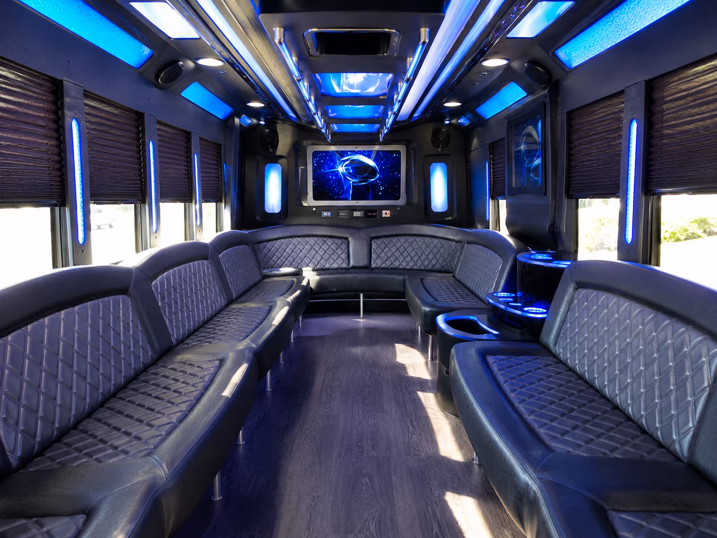 lakewood 28 passenger party bus inside