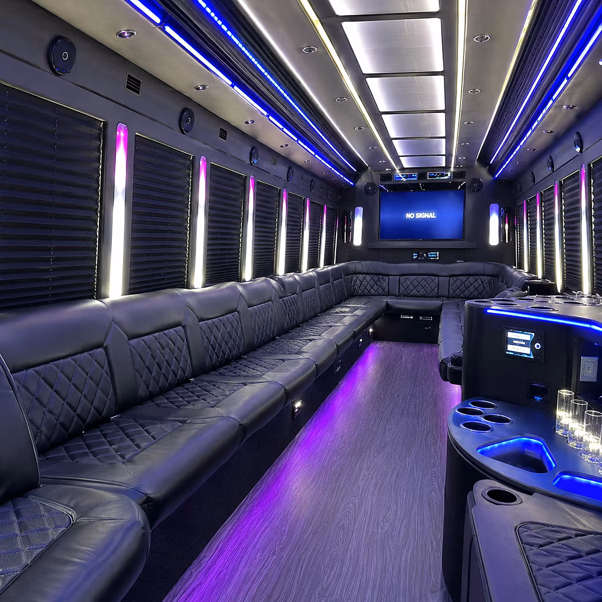 lakewood 30 passenger party bus inside