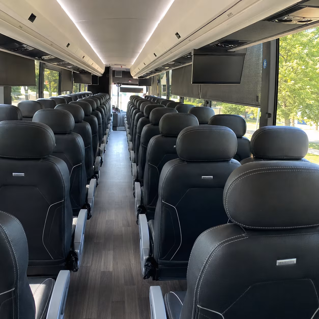 lakewood 56 passenger charter bus inside